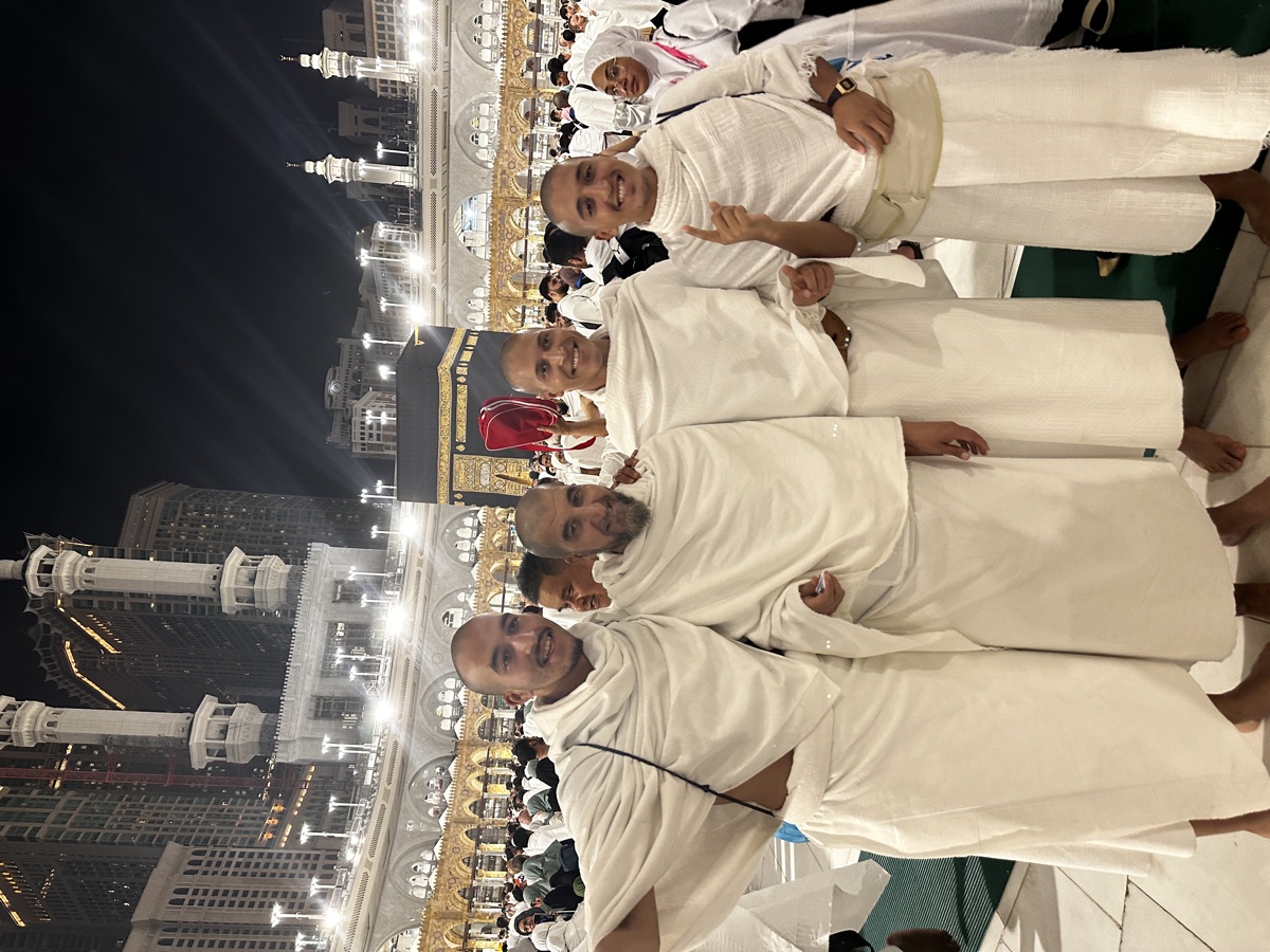 Group selfie at the Kaaba